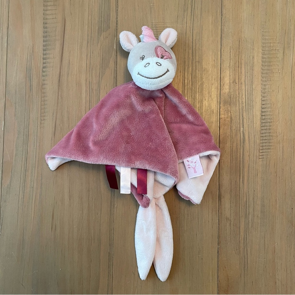 Nattou Lovey Unicorn Horse Security Blanket Soother Dusty Pink Tan Soft Baby Toy